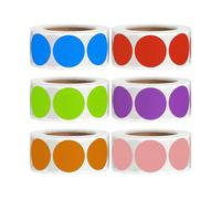 3000 Pieces Removable Color Code Dot Round Sticker Rolls Adhesive Circle Dot Sticker Label 500 Pieces/ Roll , 1 Inch (blue, Red, Pink, Orange, Green