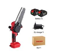 30000RPm Sega elettrica senza spazzole da 6 pollici 3000W Cordless Garden Logging Motosega Strumento for la lavorazione del legno for batteria 18V Per tagliare e sbavare(2 Battery Set)