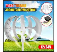 3000W/2500W/2000W Wind Turbines Generator+Controller 12V24V 5 Blades Lantern Motor Kit Vertical Axis for Home Streetlight 2000w 24v (2000w 12v)