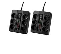 3000W 6 prese CA Ciabatta 6 stazione di ricarica USB Cavo di prolunga 2M PD 20W QC3.0 Porta USB Caricatore multipresa Presa di corrente(Black 5V-2.4A 2PCS)