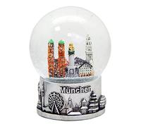 30049 Souvenir palla di neve Germania Skyline di Monaco di Baviera argento base - 80 mm