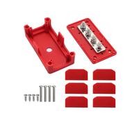 300A Bus Bar Box 12V- 48V DC Post Power Distribution Block Heavy Duty Module 4 Studs Busbar 300 Amp with Cover for Automotive Boat Solar Red