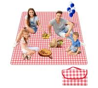 300cm*200cm Coperta picnic impermeabile，Stuoia Campeggio，Portatile Tappetino da Spiaggia Pieghevole,Coperta da Picnic con Manici per Campeggio All'aperto,Viaggi,Parchi，Spiaggia, Prato (Rosso)