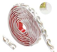 300cm Flessibile Modanatura Adesiva-Impermeabile Bordo Adesivo Per Pareti 3d Vintage Pattern,Striscia Adesiva Muro Decorativa Per La Decorazione Domestica(Bianco Con Oro-2cm)