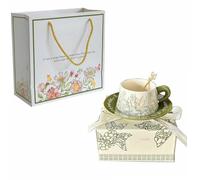 300ml/10oz Nordic home semplice retrò pittura a olio Lily of the Valley tazza di caffè tazza-piattini+cucchiai+borse