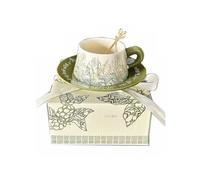 300ml/10oz Nordic home semplice retrò pittura a olio Lily of the Valley tazza-tazze e piattini [ scatola]