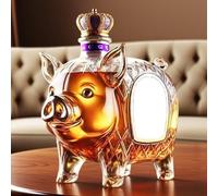 300ML Art Scultura Statua - Decanter Whisky, Scultura 3D A Forma Di Maiale Di Bottiglia Di Whisky E Vino, Decanter Di Whisky In Vetro Originale, Dispenser Liquori Forma Animale Divertente