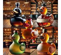 300ML Decanter Whisky - Art Scultura Statua, Bottiglia Decanter Per Whisky A Forma Di Anatra, Divertenti Statuette 3D A Forma Di Bottiglia Di Vino, Set Di Bottiglie Di Vino In Vetro Uniche(5pcs)