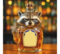 300ML Decanter Whisky - Art Scultura Statua, Bottiglia Di Whisky E Vino Con Dito Medio 3D E Procione, Originale Decanter In Vetro Per Whisky, Caraffa Vuota Con Tema Animale Divertente(B)