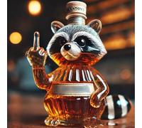 300ML Decanter Whisky Scultura Statua - Bottiglia Di Whisky E Vino Con Dito Medio 3D E Procione, Caraffa Di Vino Vuota Con Tema Animale Divertente, Decanter Di Whisky In Vetro Originale(A)