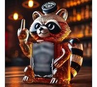 300ML Decanter Whisky Scultura Statua - Bottiglia Di Whisky E Vino Con Dito Medio 3D E Procione, Caraffa Di Vino Vuota Con Tema Animale Divertente, Decanter Di Whisky In Vetro Originale(D)