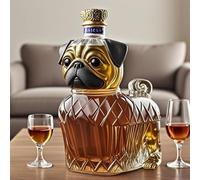 300ML Decanter Whisky Scultura Statua - Bottiglia Di Whisky E Vino In Vetro Fatta A Mano A Forma Di Cane, Decanter Per Whisky A Forma Di Carlino 3D, Divertenti Articoli Regalo Tema Animale(#2)
