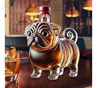 300ML Decanter Whisky Scultura Statua - Decanter Per Whisky A Forma Di Carlino 3D, Articoli Da Bar Con Divertenti Animali, Bottiglia Di Vino In Vetro Fatta A Mano(A)