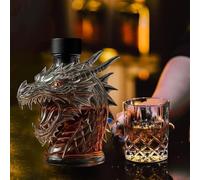 300ML Decanter Whisky Scultura Statua - Decanter Per Whisky A Forma Di Dinosauro Volante 3D, Bottiglia Di Vino Con Scultura In Vetro A Forma Di Drago, Ornamenti Per La Casa(C)