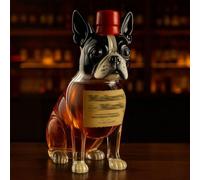 300ML Decanter Whisky Scultura Statua - Decanter Per Whisky In Vetro Originale, Bottiglia Di Whisky E Vino A Forma Di Cane Boston Terrier 3D, Caraffa Per Vino Vuota A Tema Animale(C)