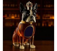 300ML Decanter Whisky Scultura Statua - Decanter Per Whisky In Vetro Originale, Bottiglia Di Whisky E Vino A Forma Di Cane Boston Terrier 3D, Caraffa Per Vino Vuota A Tema Animale(B)