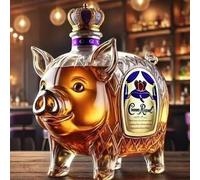 300ML Decanter Whisky Scultura Statua - Ornamenti A Forma Di Maiale Per Bottiglie Di Whisky E Vino, Sculture Di Animali Divertenti Incise In 3D Per Decanter Di Whisky, Statuette