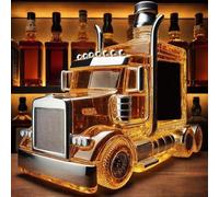 300ML Decanter Whisky Scultura Statua - Scultura 3D A Forma Di Camion Di Bottiglia Di Whisky E Vino, Statua In Vetro Originale Con Decanter Per Whisky, Barware Per Liquori Soffiato A Mano(A)