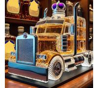 300ML Decanter Whisky Scultura Statua - Scultura 3D A Forma Di Camion Di Bottiglia Di Whisky E Vino, Statua In Vetro Originale Con Decanter Per Whisky, Barware Per Liquori Soffiato A Mano(D)