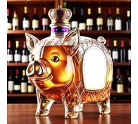 300ML Decanter Whisky Scultura Statua - Scultura 3D A Forma Di Maiale Di Bottiglia Di Whisky E Vino, Decanter Di Whisky In Vetro Originale, Dispenser Di Liquori A Forma Di Animale Divertente