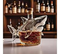 300ML Decanter Whisky Scultura Statua - Scultura Artistica In Vetro Di Bottiglia Di Vino, Decanter Per Whisky A Forma Di Polpo/squalo 3D, Decorazione Artigianale Unica A Forma Di Animale(Shark A)