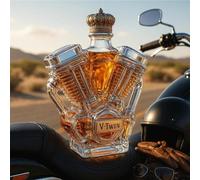 300ML Decanter Whisky Scultura Statua - Scultura Di Bottiglia Di Vino V-Twin Incisa In 3D, Decanter Per Whisky In Vetro Originale, Statua Di Bottiglia Di Vino E Whisky In Vetro(E)