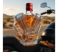 300ML Decanter Whisky Scultura Statua - Scultura Di Bottiglia Di Vino V-Twin Incisa In 3D, Decanter Per Whisky In Vetro Originale, Statua Di Bottiglia Di Vino E Whisky In Vetro(D)