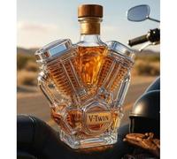 300ML Decanter Whisky Scultura Statua - Scultura Di Bottiglia Di Vino V-Twin Incisa In 3D, Decanter Per Whisky In Vetro Originale, Statua Di Bottiglia Di Vino E Whisky In Vetro(F)