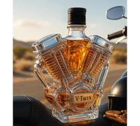 300ML Decanter Whisky Scultura Statua - Scultura Di Bottiglia Di Vino V-Twin Incisa In 3D, Decanter Per Whisky In Vetro Originale, Statua Di Bottiglia Di Vino E Whisky In Vetro(B)