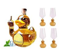 300ML Decanter Whisky Scultura Statua - Set Di Bottiglie Di Vino 3D A Forma Di Anatra Con Dito Medio, Scultura Di Decanter Per Whisky Vetro Fatto Mano, Con Bicchierini Shot Forma Anatra Da 2/4(Duck A+
