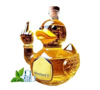 300ML Decanter Whisky Scultura Statua - Set Di Bottiglie Di Vino 3D A Forma Di Anatra Con Dito Medio, Scultura Di Decanter Per Whisky Vetro Fatto Mano, Con Bicchierini Shot Forma Anatra Da 2/4(Duck A)
