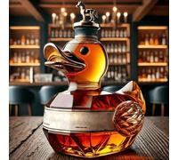 300ML Decanter Whisky Scultura Statua - Set Di Bottiglie Di Vino 3D A Forma Di Anatra Con Dito Medio, Scultura Di Decanter Per Whisky Vetro Fatto Mano, Con Bicchierini Shot Forma Anatra Da 2/4(Duck B+