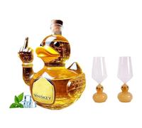 300ML Decanter Whisky Scultura Statua - Set Di Bottiglie Di Vino 3D A Forma Di Anatra Con Dito Medio, Scultura Di Decanter Per Whisky Vetro Fatto Mano, Con Bicchierini Shot Forma Anatra Da 2/4(Duck A+