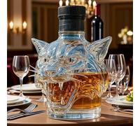 300ML Decanter Whisky Scultura Statua - Statua In Vetro A Forma Di Testa Di Gatto Selvatico 3D, Scultura Creativa Di Bottiglia Di Vino E Whisky A Tema Animale, Regalo