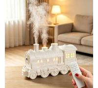 300ML Vintage Steam Train Aromatherapy Essential Oil Diffuser, Christmas Train Diffuser with 2 Color LED,Dual Mist Modes Desktop Aroma Humidifier,2/8 Hour Timer Auto Shut-Off