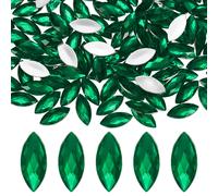 300pz Cristalli per Occhi Cavallo 20x9mm [Verde Scuro]