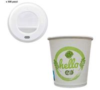 300pz LULÙ HELLO BICCHIERI in carta biodegradabili + coperchi take away 180cc
