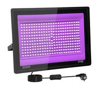 300W Faretto UV LED, IP66 Impermeabile Luce Nera UV, 395-400nm LED Luce Nera, Lampada uv Con Interruttore per Halloween, Pittura Del Corpo, Poster Fluorescente, Bar, Acquario, Festa Al Neon