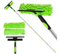 301CM Lavavetri con Manico Telescopico, 2 in 1 Lavavetri con Tergivetro in Silicone e Lavavetri in Microfibra, Strumenti per la Pulizia dei Vetri per Bagno, Doccia, Auto, Vetro, Finestre