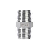304 316 Stainless Steel Hex Nipples Pipe Fittings Connector Coupling Male Thread NPT BSPT 1/8"1/4"3/8"1/2" 3/4"1"2" 6000psi(BSPT1 1I2- BSPT1 1I2_MALE)