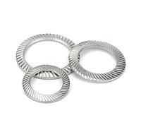 304 acciaio doppio dente guarnizione di serratura, Rondella di bloccaggio stampa obliqua DIN9250 Guarnizione M3-M30 multicolore Confezione da 5 10 o 100 pezzi(304 Stainless Steel,M6 (100 pcs))
