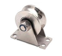 304 Cuscinetti a rulli per cancello scorrevole da 2 pollici in acciaio inossidabile con scanalatura a U Puleggia resistente per rotaia a binario scorrevole con staffa, capacità di carico 600 libbre