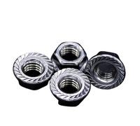 304 dado di flangia esagonale in acciaio inossidab Dado flangiato esagonale dentellato M4-M12 con filettatura sinistra in acciaio inossidabile 304 DIN6923 34 pezzi(10pcs M8)