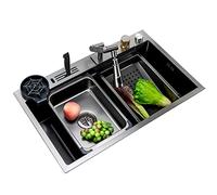 304 Lavandino A Cascata in Acciaio Inossidabile Lavello da Cucina A Ciotola Singola Lavello di Preparazione A Barre Multifunzione con Rubinetto Pieghevole E Lavabicchieri Scendi O sotto Il Supporto (