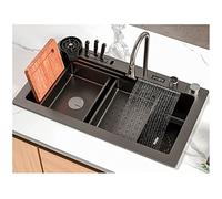 304 Lavello della Barra della Cucina in Acciaio Inossidabile, con Rubinetto della Cascata, Rondella della Tazza, Manopola di Scarico E Scaffale del Coltello (S : 80x45x22cm)