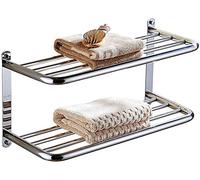 304 Scaffale portasalviette doppio in acciaio inox con binario a parete per bagno e cucina 57CM