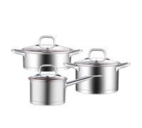 304 - Set di pentole in acciaio inox per tutti i piani cottura: 6 pezzi, pentole a induzione, padella in acciaio inox, non rivestita, lavabile in lavastoviglie