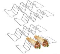 304 SS - Set di porta tacos multifunzionale, elegante design ondulato, per servire facilmente tre tacos alla volta (argento)