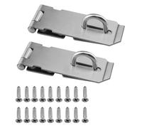 304 Stainless Steel 90 Degree Padlock Hasp | Heavy Duty Right Angle Door Clasp Lock with Reinforced Hinge & Mounting Screws - Anti-Pry Shed Gate Latch(L)