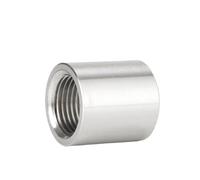 304 Stainless Steel Female Pipe Fittings Round Coupling Socket Joint Connector Adapter Thread BSPP 1/8"1/4"3/8"1/2" 3/4" 1" 5pcs(1/8")